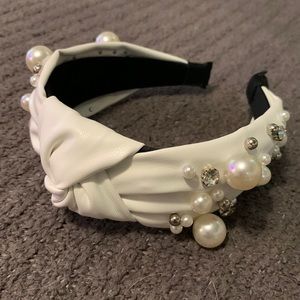 Pearl and Rhinestone Pleather Headband